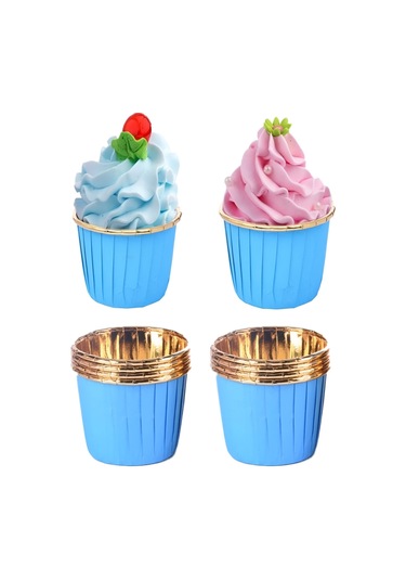Muffin Kek Kalıbı 25 Adet Cupcake Kağıdı Mavi