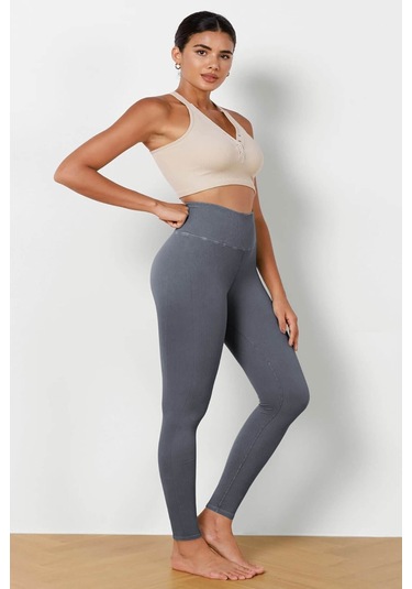 Kadın Yüksek Bel Fitilli Esnek Spor Tayt 4117 001