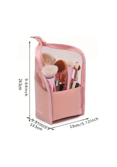 Gateesat Pembe 1 Adet Şeffaf Makyaj Çantası Seyahat Kozmetik Fırçası Organizer Çok Amaçlı Pembe