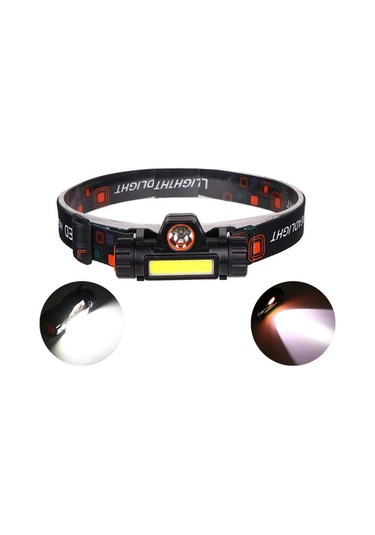 1200 Lümenli Cob Ledli Şarjlı Kafa Feneri Siyah