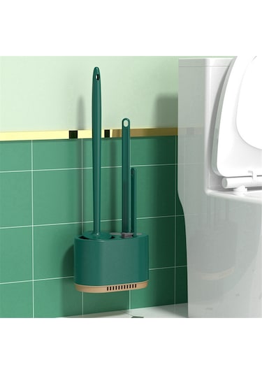 Yeşil 4'ü 1 Arada Silikon Tuvalet Fırçası Seti, Silikon Tuvalet Fırçası Yeşil