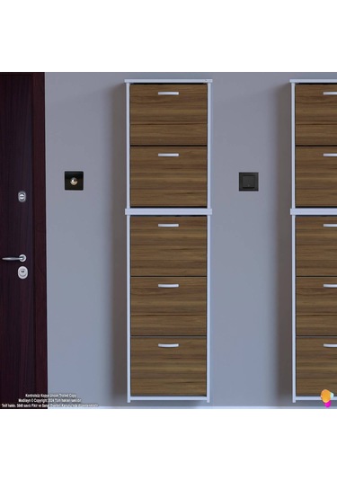 Modilayn Verve Asma Kapı Önü 52x194x26 Cm Lik 3 Düşer Kapak 10 Göz Bölmeli Ayakkabılık Ceviz - Beyaz