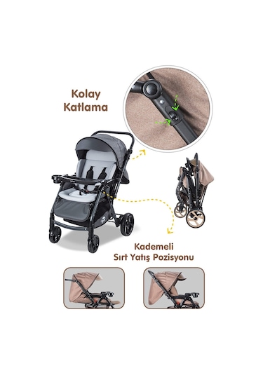 Baby Care Çift Yönlü Alüminyum Kalın Iskelet Bebek Arabası Oyuncak Hediyeli