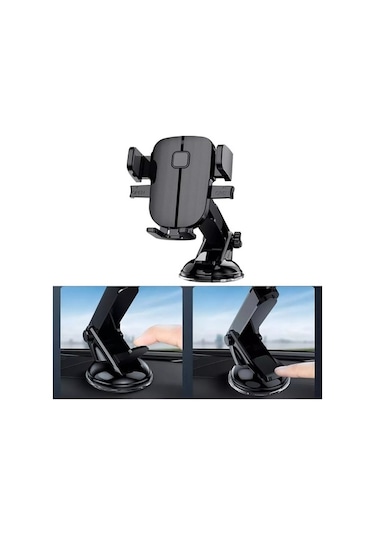 Dancemonkey Araba Teleskopik Tutucu, Vantuzlu Cep Telefonu Tutucu, Uygun Her Model, Koyu Renk, Aracında Kullanım Siyah