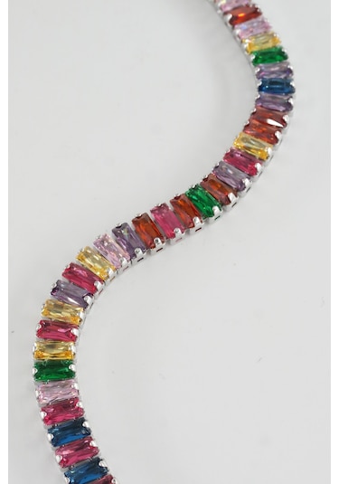 Kadın 316 L Çelik Vip Seri Antialerjik Baget Zirkon Taşlı Su Yolu Bileklik Ölçüleri 17cm + 3 Cm Uzatma 7 Mm Taş Boyutu-5209 Gri