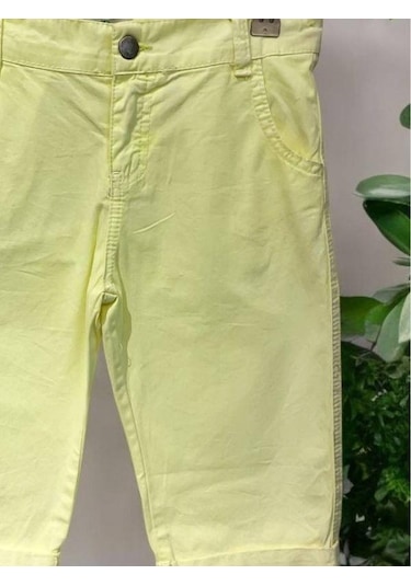 Zekids Erkek Çocuk Dokuma Kapri Şort-10726 Sarı