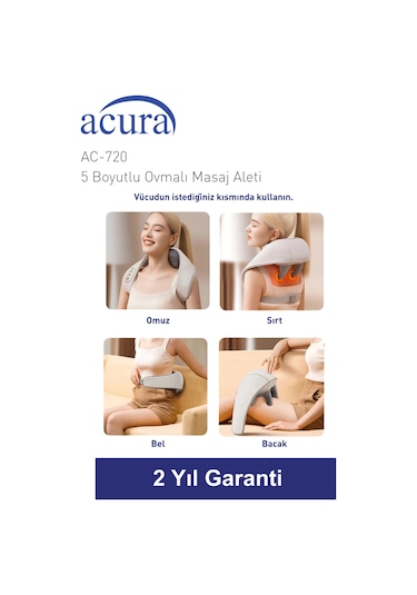 Acura Ac-720 5 Boyutlu, Isıtmalı Ovmalı Masaj Aleti Bej