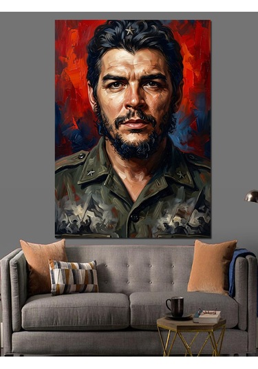 Che Guevara Karizmatik Portre Çalışması Dekoratif Kanvas - Mdf Ahşap Tablo