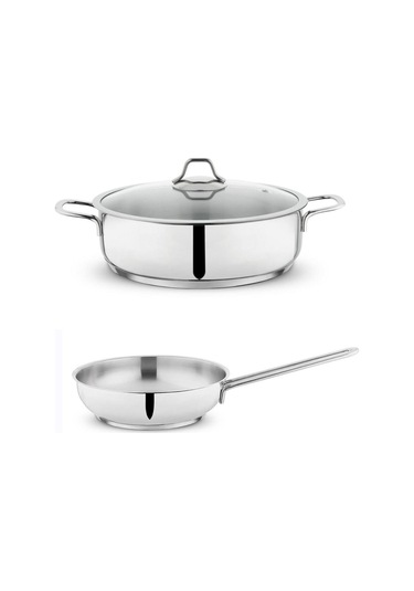 Held 28 Cm Çelik Tencere Takımı Basık Tencere-çelik Tava Sc Ha Fer Gri
