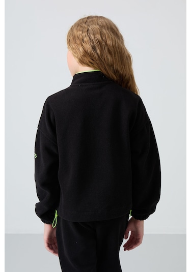 Tommy Life Siyah Kalın Yumuşak Dokulu Standart Fit Nakışlı Polar Kız Çocuk Sweatshirt - 75157 Siyah