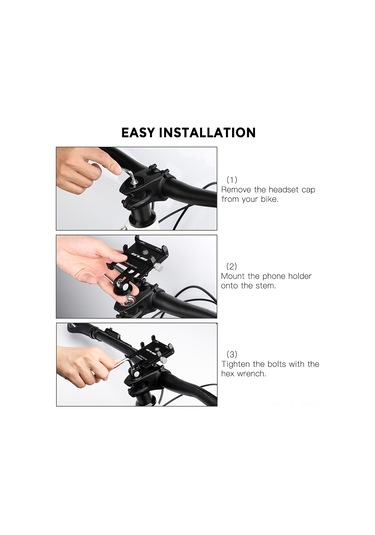 Geeroyoo Gub G-95 Alüminyum Bisiklet Telefon Tutucu - 55-100mm Genişlik Aralığı, Açı Ayarlı, Dayanıklı, Kolay Kurulum 3.7"-7.2" Telefonlar İçin Diğer