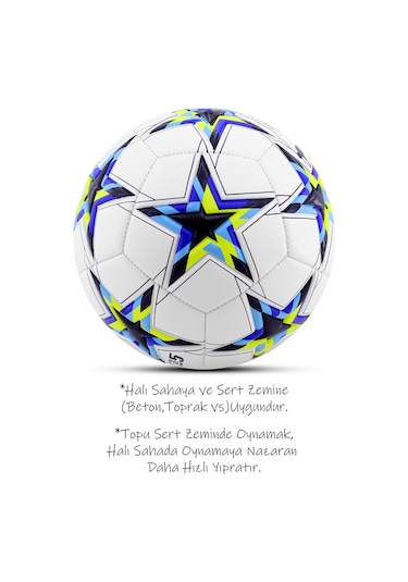 Şampiyonlar Ligi Pompalı Sert Zemin Halı Saha Futbol Topu No:5 - Siyah 034 Siyah