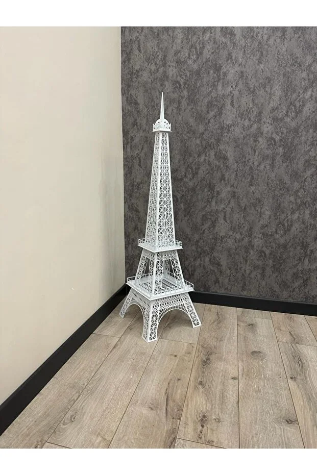 Metal Eyfel Kulesi Cnc Kesim 120 Cm Beyaz