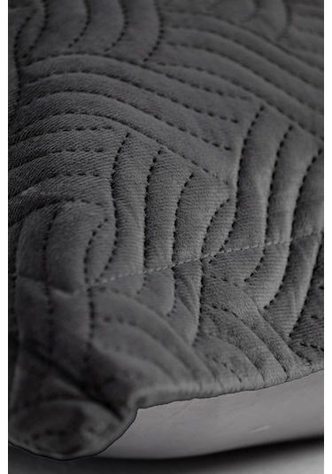 Silva Kadife Çift Kişilik Yatak Örtüsü Takımı - Antrasit