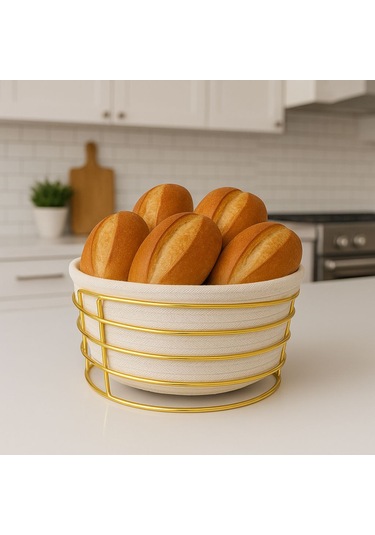 Gold Demirli Beyaz Hasır Bezli Ekmeklik Meyvelik