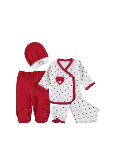 5li Zıbın Seti Hastane Çıkışı Kırmızı