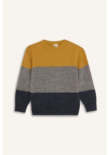 DeFacto Erkek Çocuk Bisiklet Yaka Renk Bloklu Triko Kazak C8111A824CWGR228