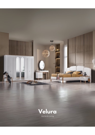 Boerno 6 Kapaklı Aynalı Gardırop Dolap Beyaz - Ceviz