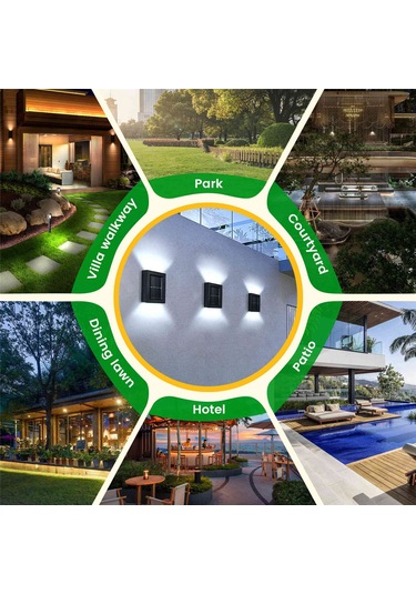 Açık Bahçe Güneş Duvar Işıkları Yukarı Ve Aşağı Su Geçirmez Duvar Işıkları, A Siyah