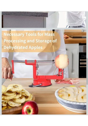 3 Ü 1 Arada Çok Fonksiyonlu Meyve Aleti, Güçlü Emici Taban Ve Paslanmaz Çelik Bıçaklar Kırmızı