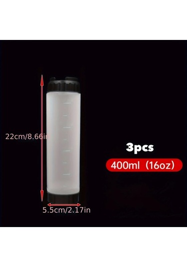 Willowhaven Siyah 3'lü 16oz Doldurulabilir Uçlu Plastik Sıkma Şişesi, Sos Krema Dispanseri Siyah