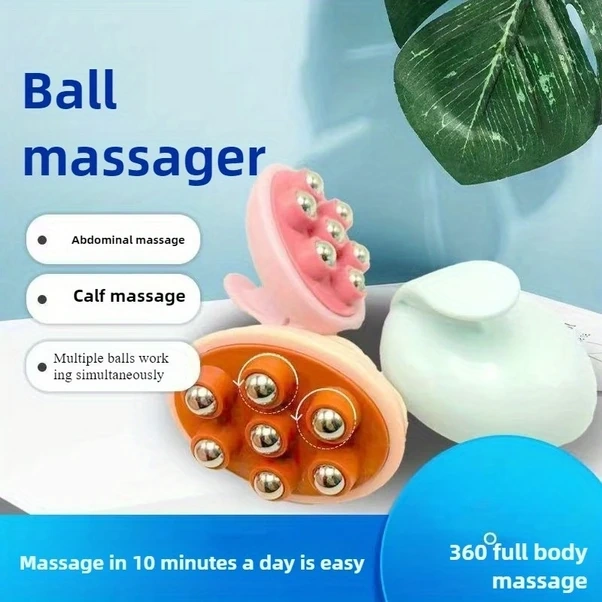 Xuweiwei Mavi 7 Tekerlekli Masaj Rulosu Derin Doku Kas Yoğurma Aleti Taşınabilir El Masajı Mavi