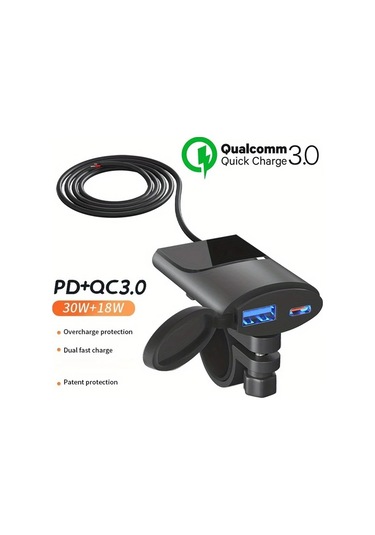 Honeybeeshop 12v Tip C Usb Hızlı Şarj Cihazı Pd Qc3 Evrensel Motosiklet Araba Telefon Şarj Aleti App Huawei Uyumlu