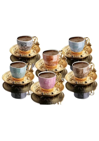 Lal Desenli Mix Kahve Seti -bsm109 Diğer