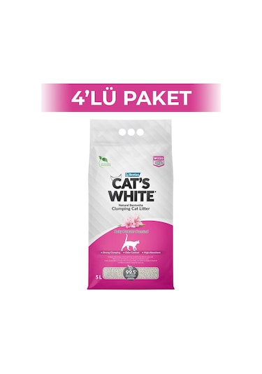 Cat's White Pudralı Kedi Kumu 5 Lt 4 Adet