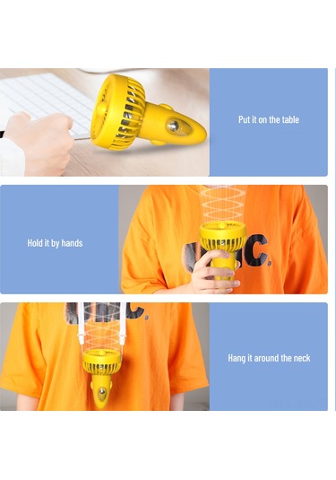 Kangvka Yazın Serinletici: Kol/ Boyun Bağlı Usb Şarjlı Mini Fan, 3 Hız Ayarı, Taşınabilir Ev/ Dışarı/ Seyahat/ Ofis F6 Sarı