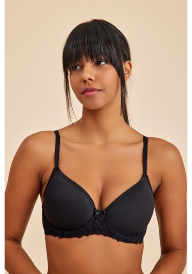 Victoria Siyah Balenli Dantelli Dolgusuz Toparlayıcı Balkonet Sütyen siyah