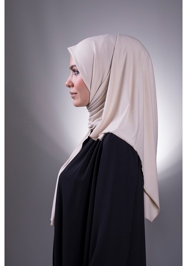 Bej Düz Klasik Şal Viskon Kumaş Likralı Penye 202101_12 Bej