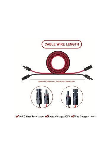 Pazly 12awg Mc4 Uzatma Kablosu Seti 12 Mc4 26ft Erkek Ve Dişi Konnektörlü Araç Karavan Kablo Seti