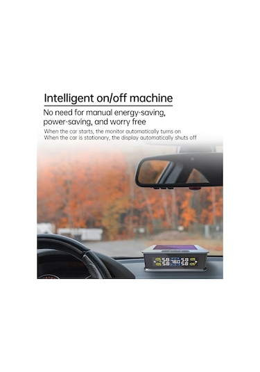 Motion003 Evrensel Araç Kablosuz Siyah Lastik Basınç İzleme Sistemi Güneş Enerjili Type C Şarjlı