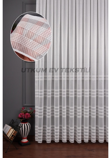 Bantlı 4 Sıra Keten Tül Perde Grz 2179