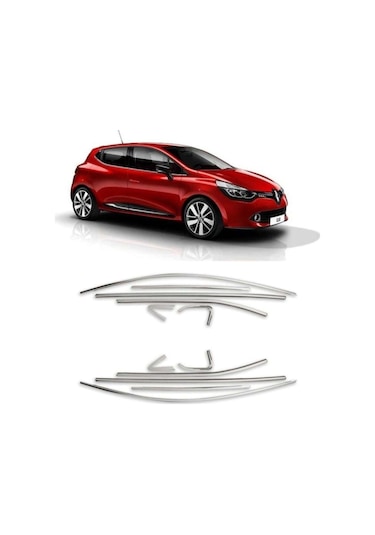 Clio 4 Krom Cam Çerçeve Çıta Seti 12 Parça