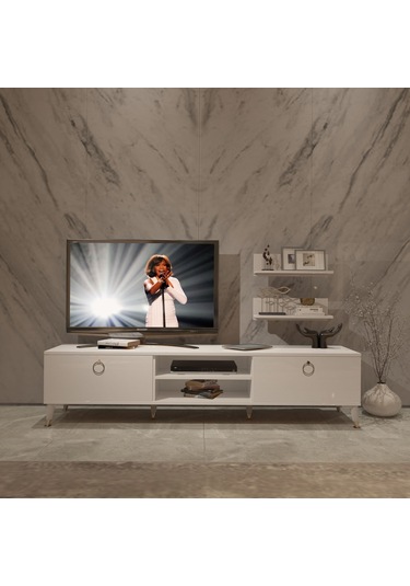 Decoraktiv Eko 4 Mdf Dvd Gold Tv Ünitesi Tv Sehpası Beyaz