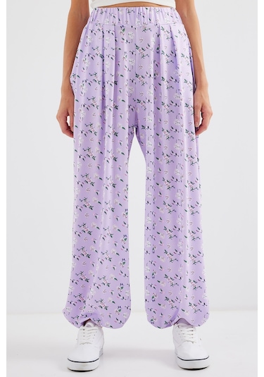 Bigdart 6665 Desenli Şalvar Pantolon - Lila 001