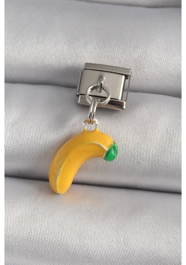 316l Çelik Gümüş Renk Sallantı Muz Model Nomination Charm Çok Renkli