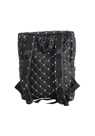 Kapitone Desenli Anne/bebek Bakım Çantası - Beyaz Nakışlı-zeybe Siyah