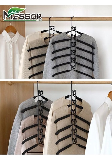 Messor 12'ye 1 Katlanabilir Çok Katmanlı Kıyafet Askısı 193966111 Siyah