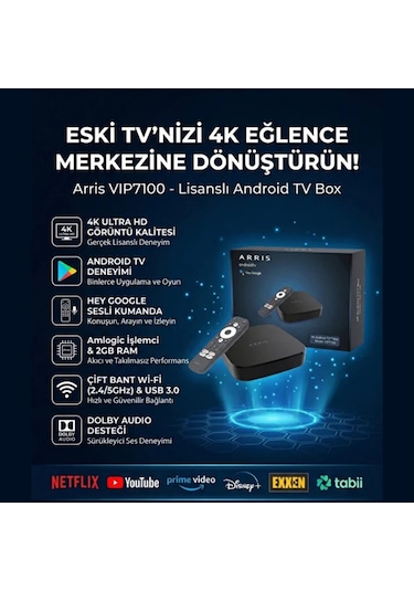 Arris 4k Android 12 Tv Box  Lisanslı Sesli Komutlu Kumanda Akıllı Televizyon Kutusu