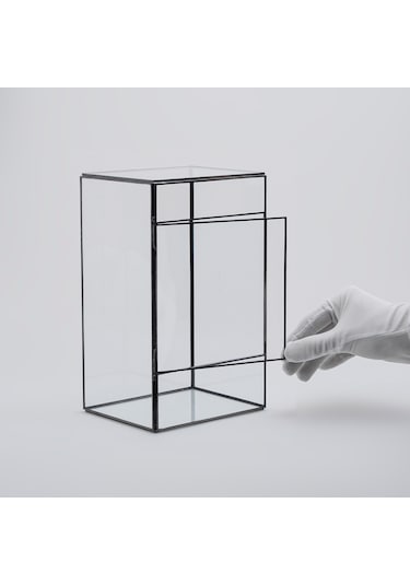 Cam Fanus Geometrik Teraryum Siyah Dikey Fanus