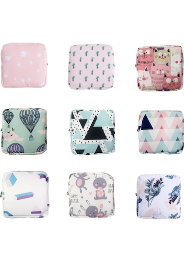 Sones Kızlar Taşınabilir Hijyenik Ped Saklama Çantası Kozmetik Ruj Çantası Beyaz Yaprak Diğer