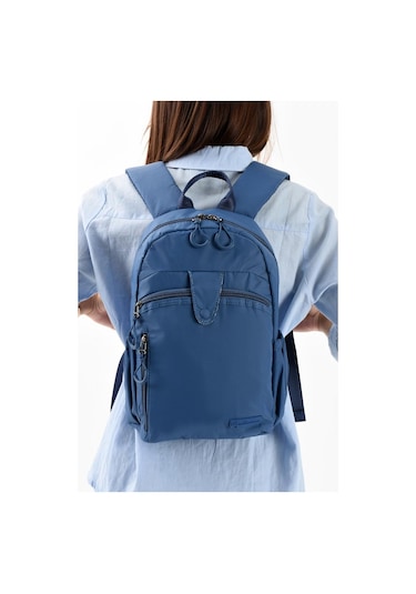 Unisex Sırt Çantası Paraşüt Kumaş Hafif Çok Cepli Yağmur İtici Kumaş 32 22 Cm 571 Collection Mavi