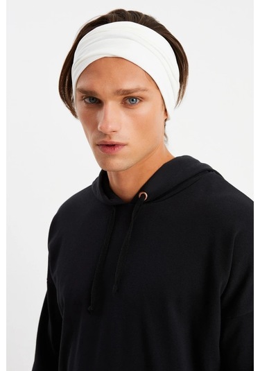 Erkek 4 Fonksiyonlu Koruyucu Pamuklu, Esnek, Terletmez, Bandana, Boyunluk, Maske - Tek Ebat / Beyaz Beyaz