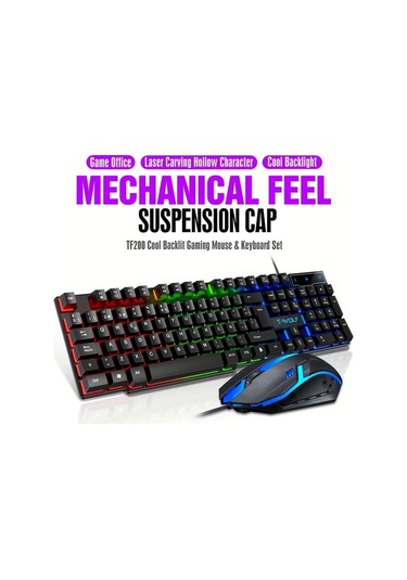 Techbloom Wolf Tf200 Oyun Klavye Ve Fare Seti Kablolu Arkadan Aydinlatmali Oyun Ve Ofis Kullanimi Diğer