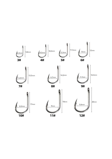 Valkyrie 1000 Adet Kutulu 1. Kalite Paslanmaz Karbon Çelik Halkalı Olta Seti 3-12 Numara - Balık Kancası