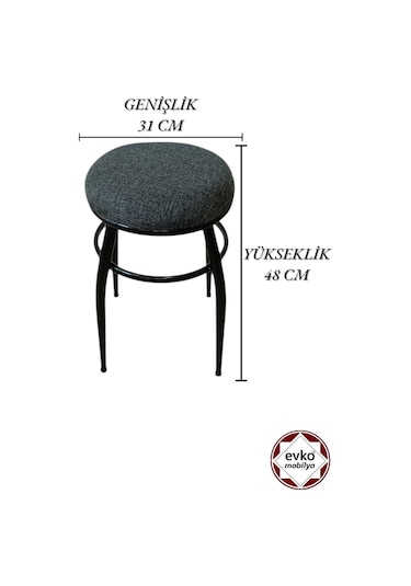 Evko Mobilya Tabure, Bar Taburesi, 2'li Tabure,siyah Ayaklı-siyah