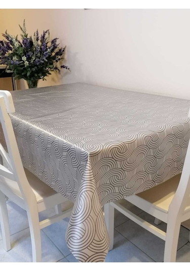 Elyaflı Pvc Muşamba - Desenli Silinebilir Masa Örtüsü 02mrl170c Gri